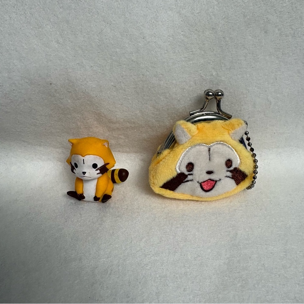 Set of 2 Rascal Raccoon Mini Kisslock pouch charm Small Plastic Figure Japan